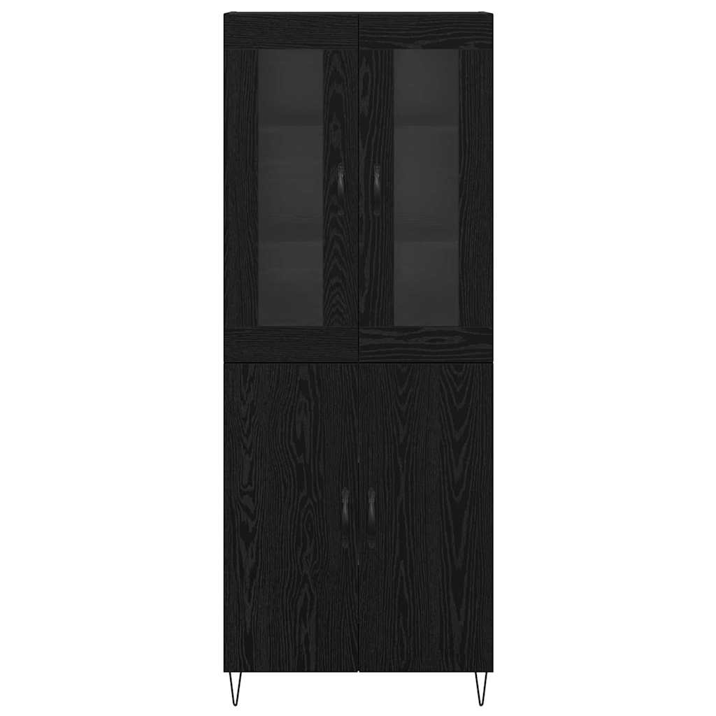 Highboard Hvid og Sort Eg 69,5 x 34 x 180 cm Konstrueret træ