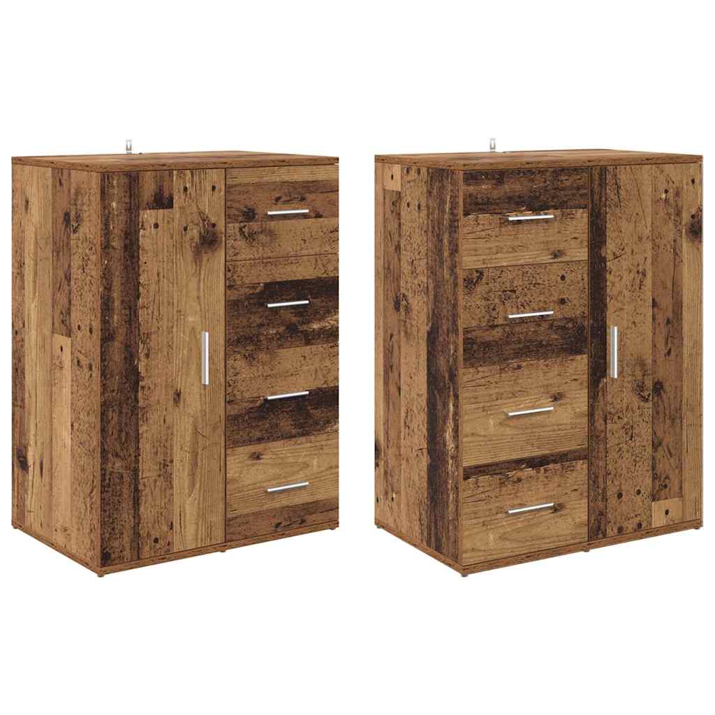 Sideboards CORONA 2 stk. Gammelt træ 59 x 39 x 80 cm