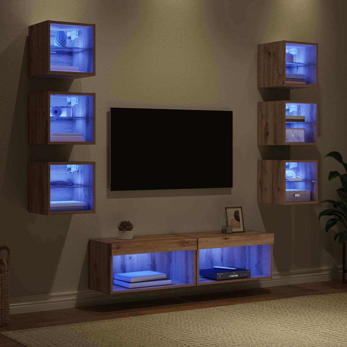 TV-skab 8 stk. Artisan Egetræ Glas