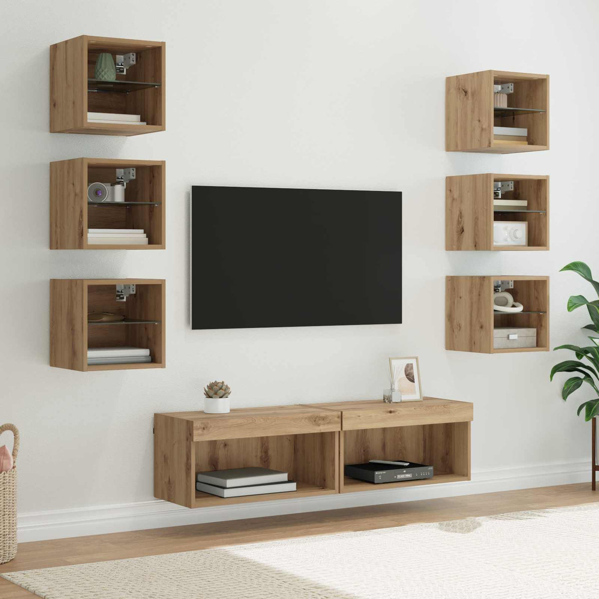 TV-skab 8 stk. Artisan Egetræ Glas