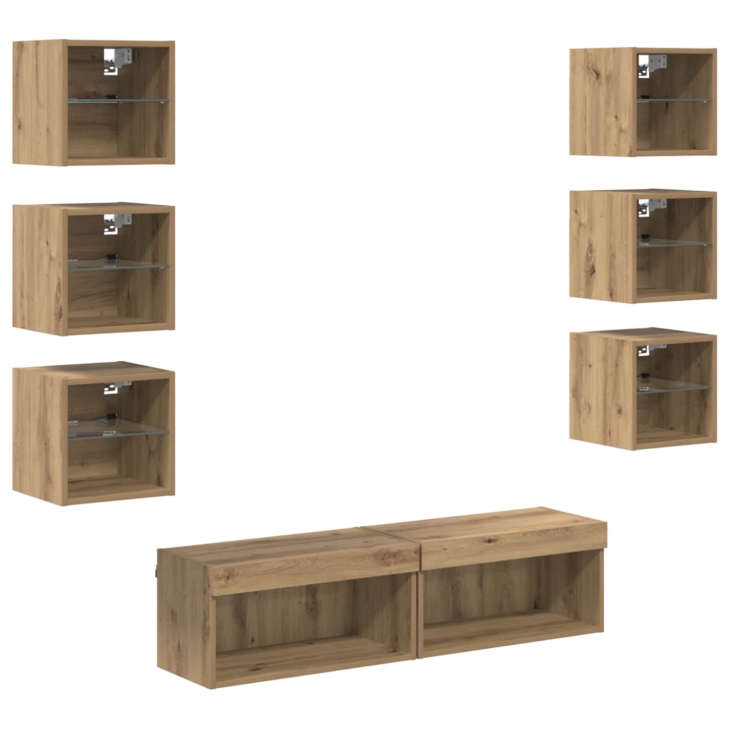 TV-skab 8 stk. Artisan Egetræ Glas