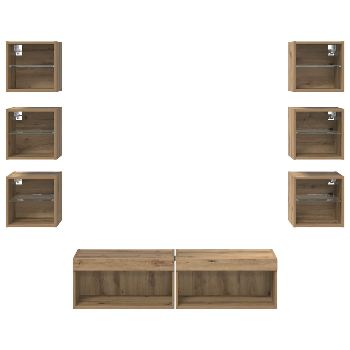 TV-skab 8 stk. Artisan Egetræ Glas
