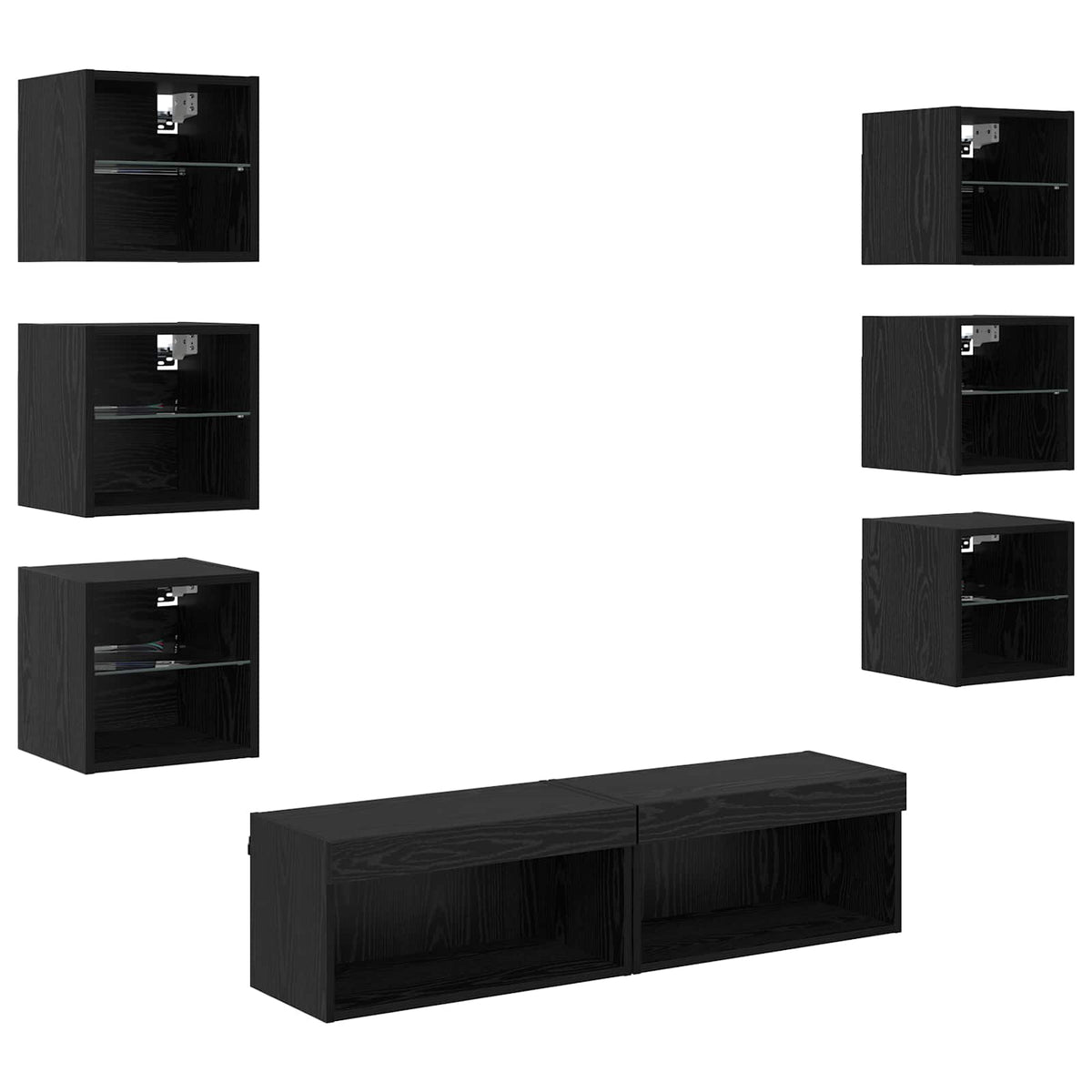 TV-skab 8 stk. Sort eg Glas