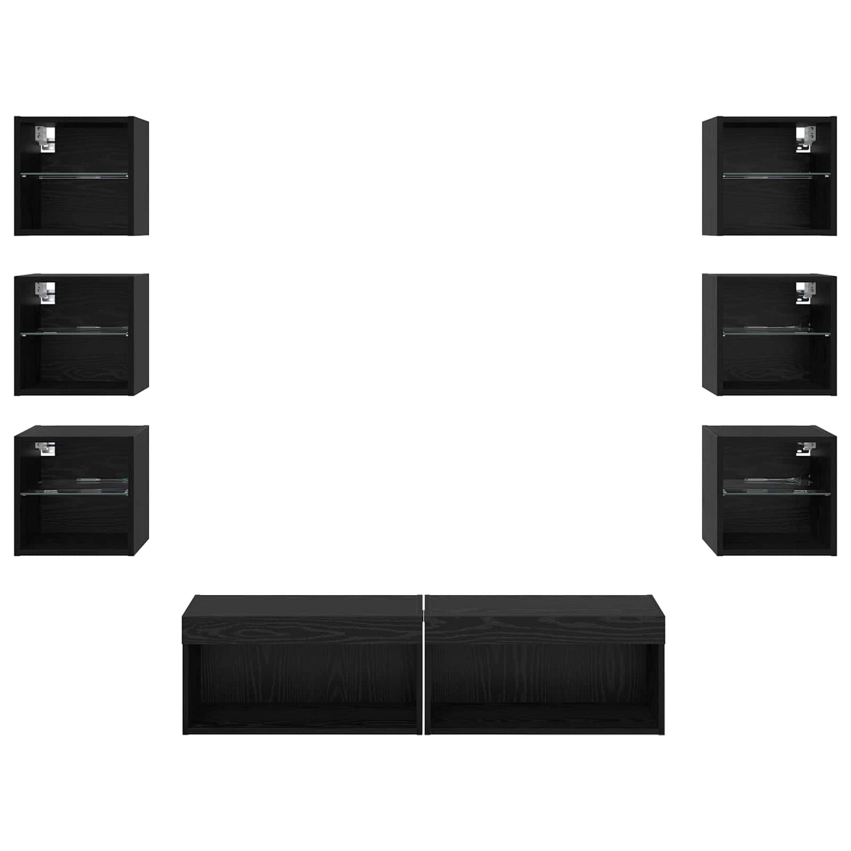 TV-skab 8 stk. Sort eg Glas