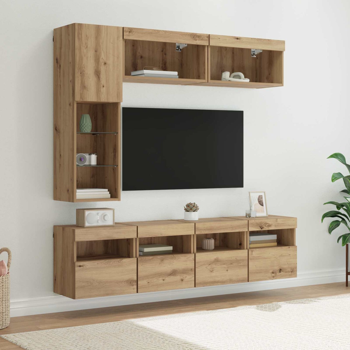 TV-skab 7 stk. Artisan Egetræ Konstrueret træ