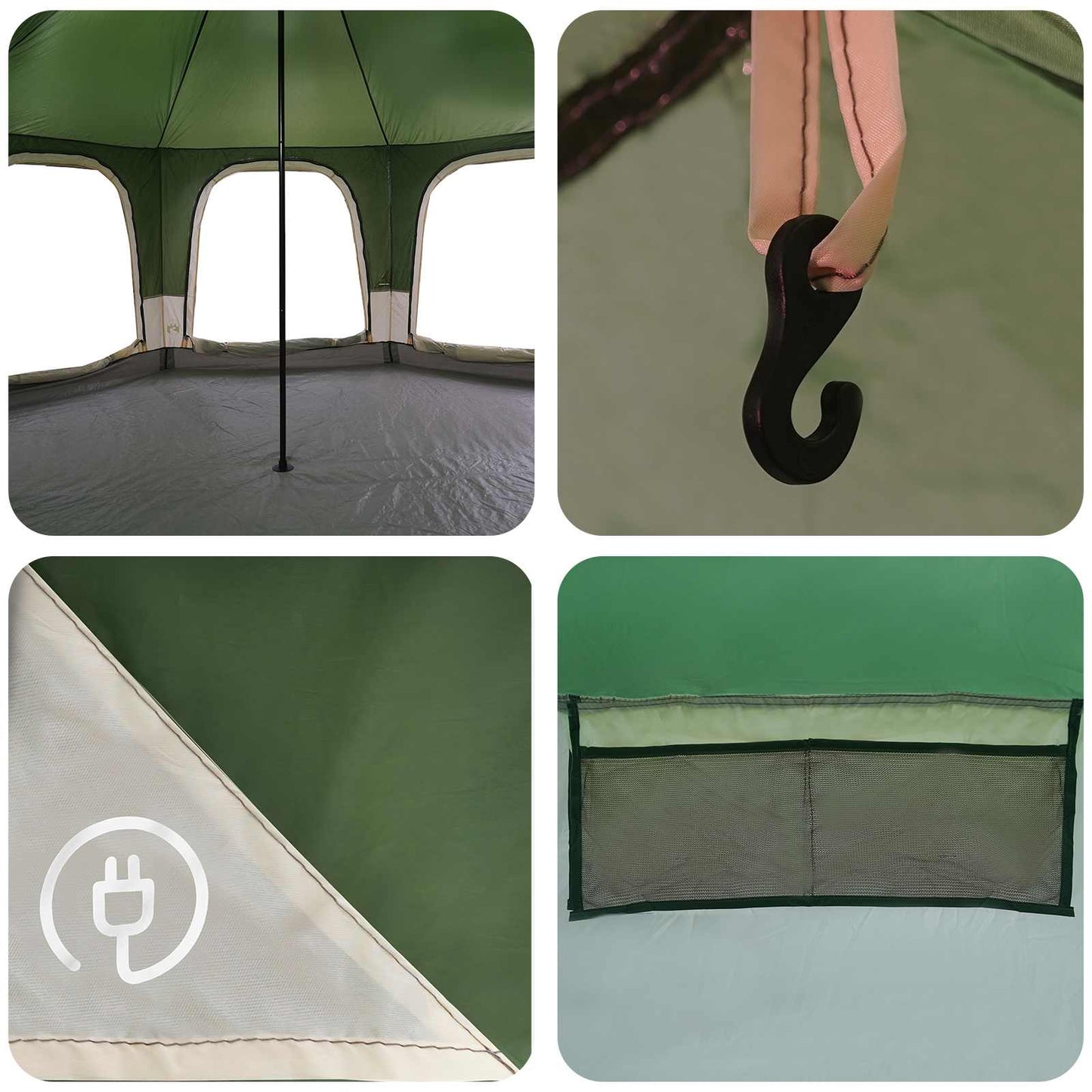 Familietelt 5-personers Grøn 185T Polyester med PU Coating