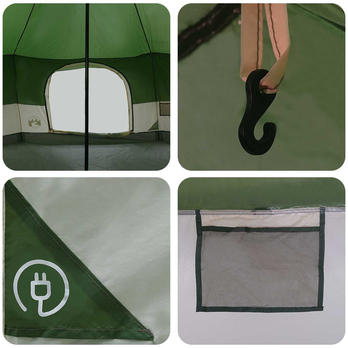 Familietelt 18-personers Grøn 185T Polyester med PU Coating