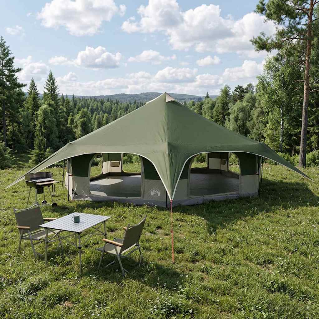 Familietelt 18-personers Grøn 185T Polyester med PU Coating
