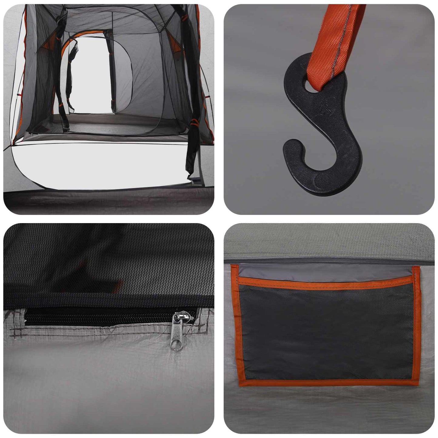 Tunneltelt 520 x 260 x 175 cm Grå og orange