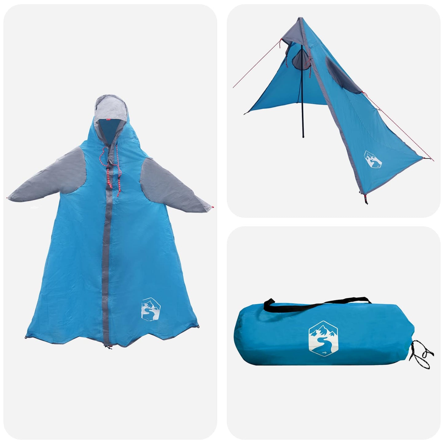2-i-1 regnponcho med hætte 262 x 126 x 130 cm Blå