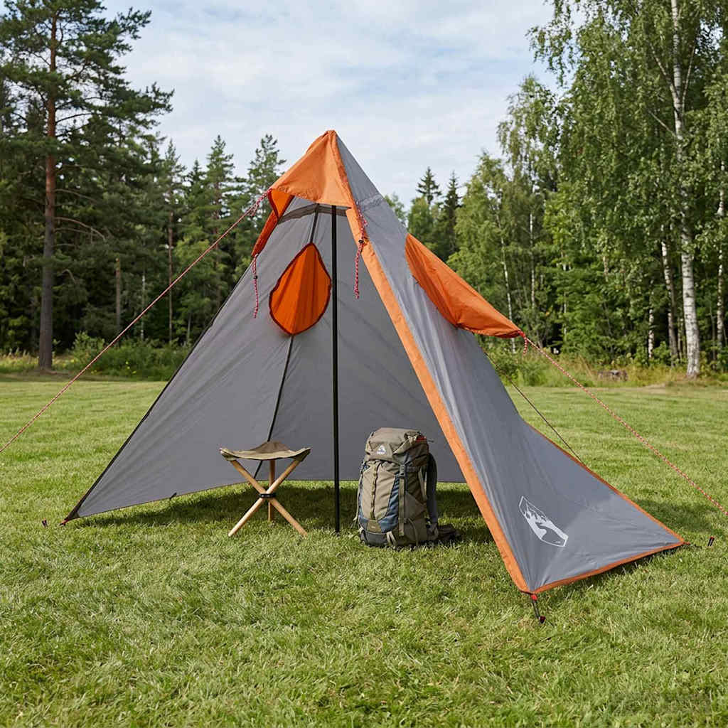 2-i-1 regnponcho med hætte 262 x 126 x 130 cm Grå og orange