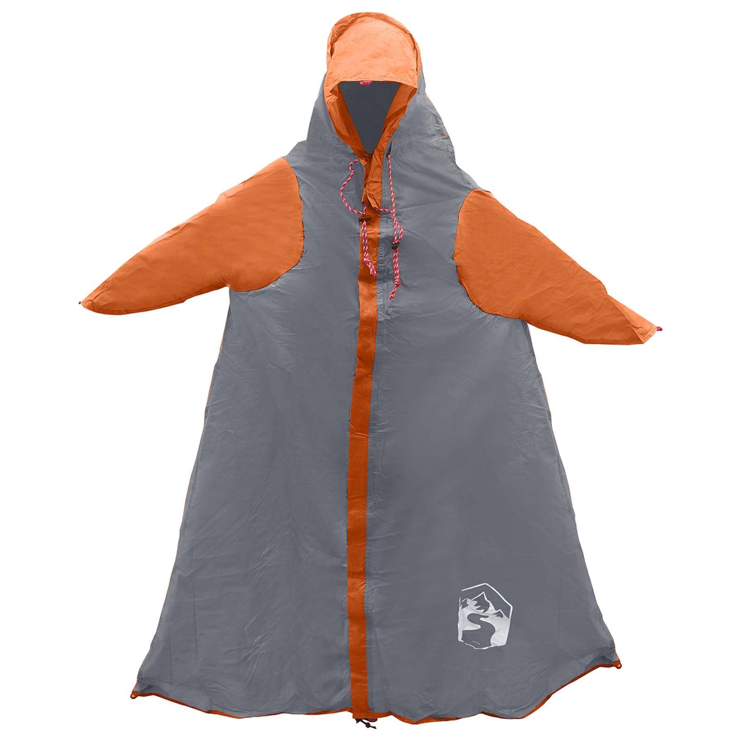 2-i-1 regnponcho med hætte 262 x 126 x 130 cm Grå og orange