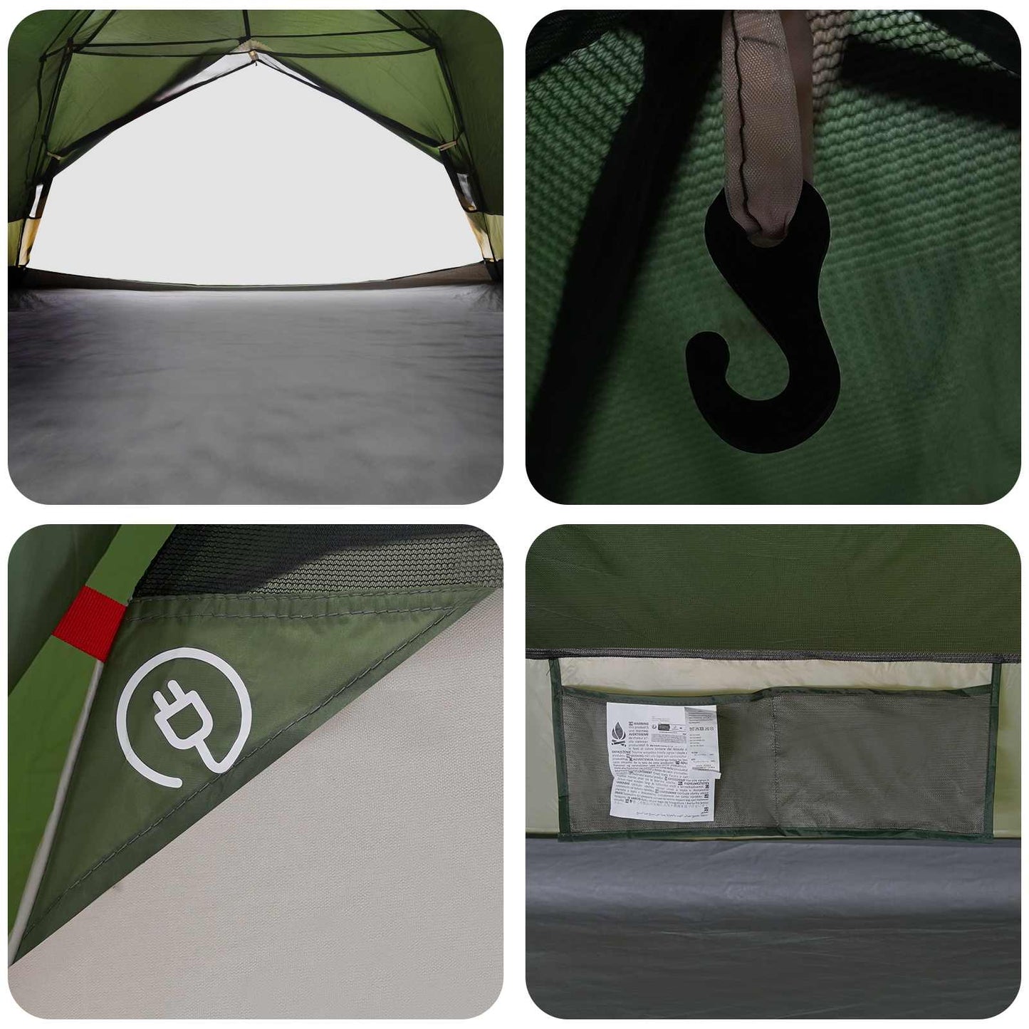 Backpacking Telt 4-personers Grøn 185T Polyester med PU Coating
