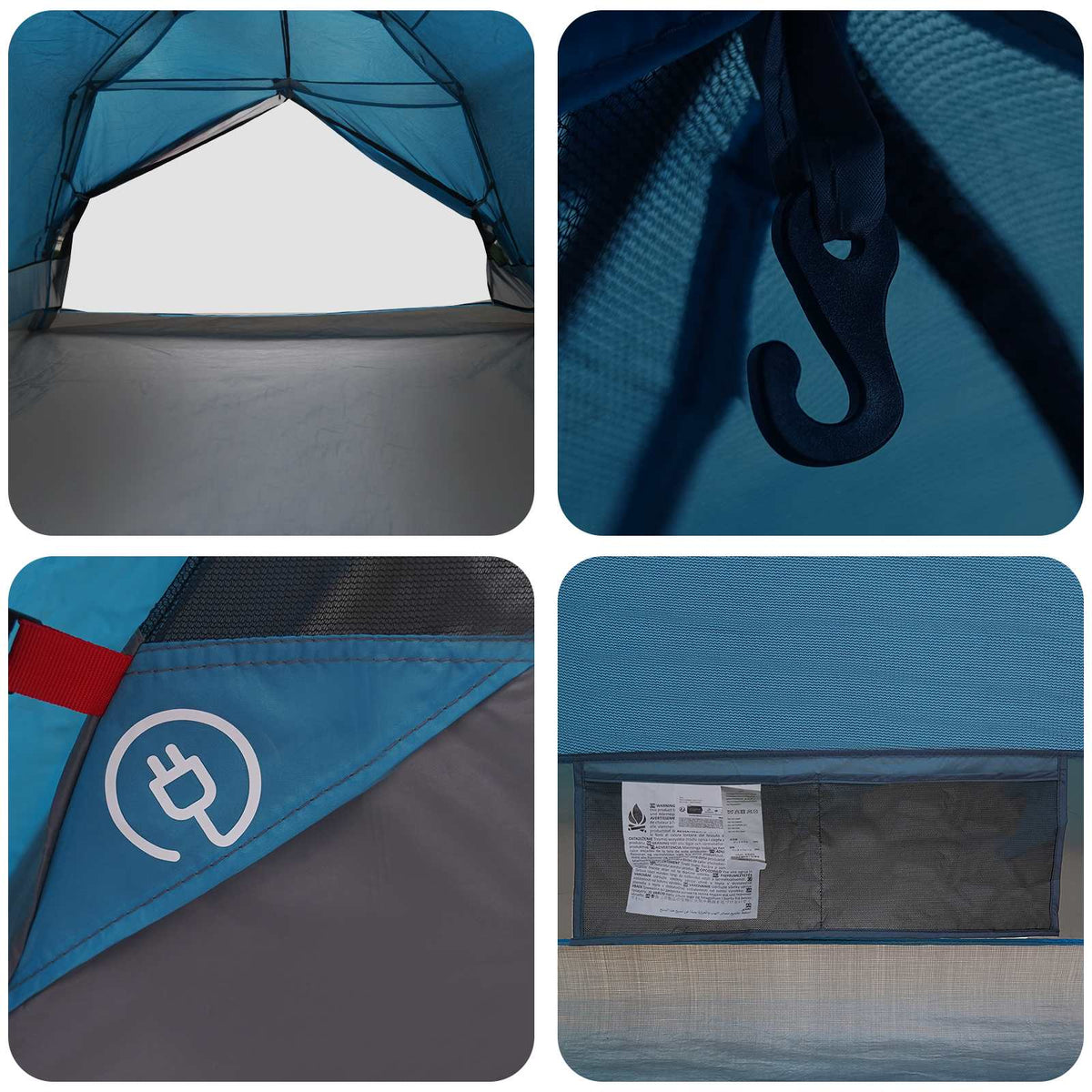 Backpacking Telt 4-personers Blå 185T Polyester med PU Coating