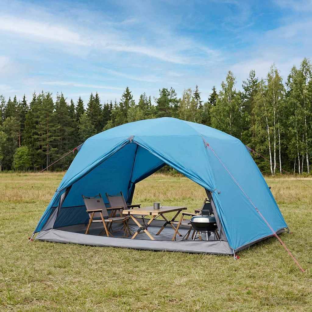 Backpacking Telt 4-personers Blå 185T Polyester med PU Coating