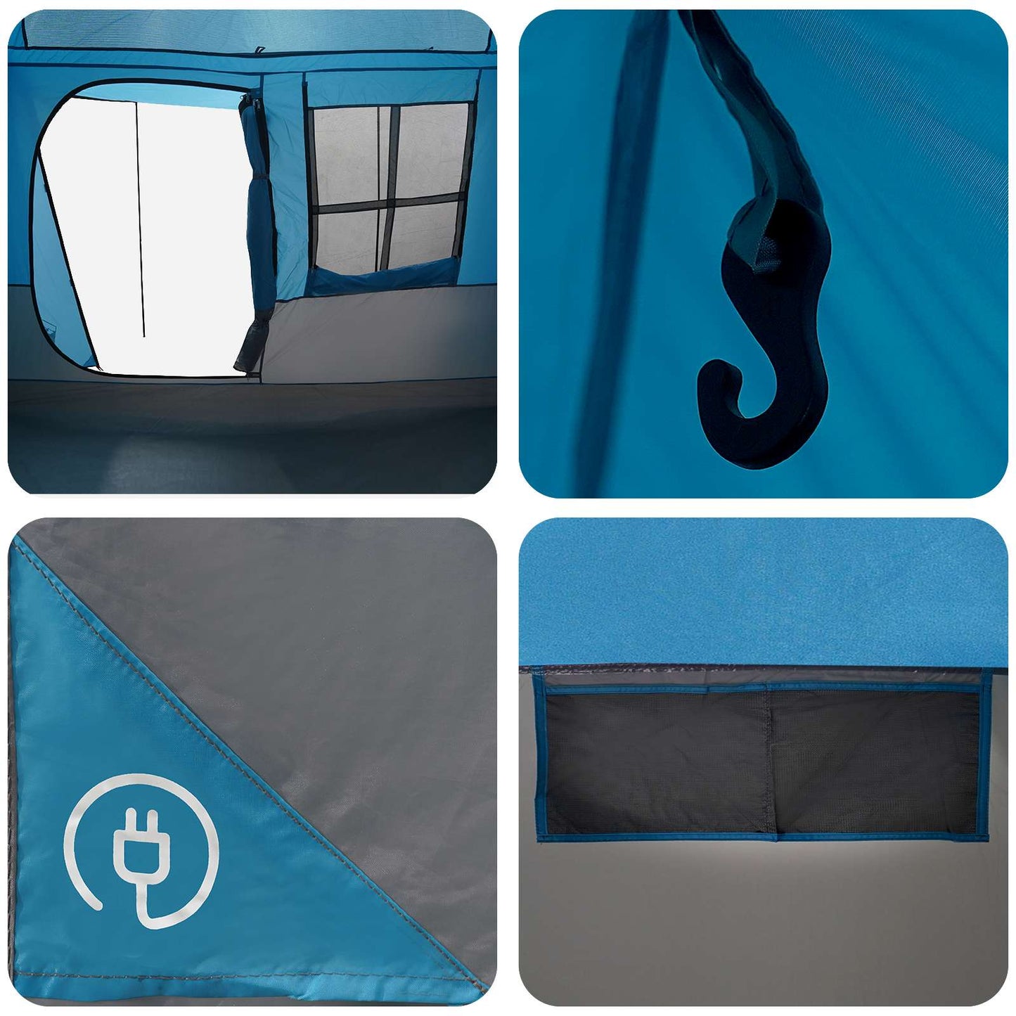 Tunneltelt 275 x 240 x 200 cm Blå 185T Polyester med PU Coating