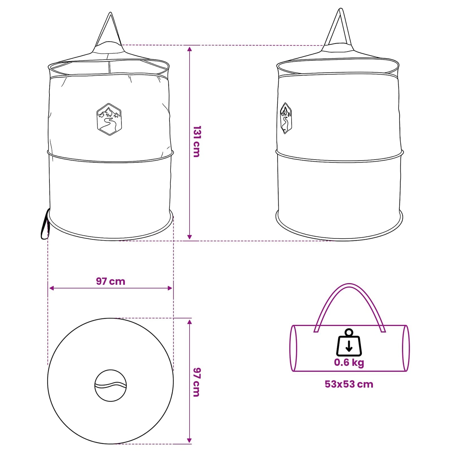 Pop-up toilettelt med hængetov 97 x 126 cm Grøn