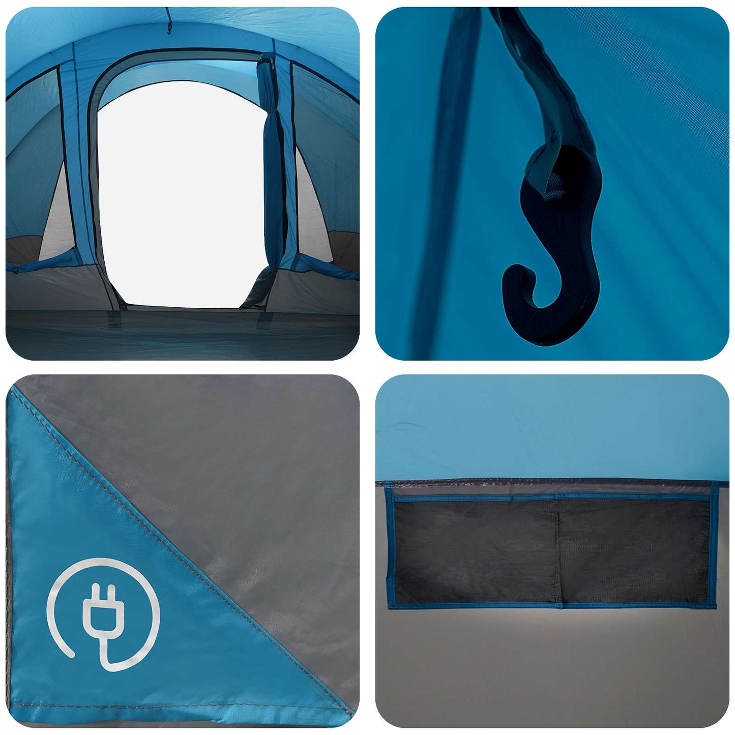 Tunneltelt 560 x 395 x 212 cm Blå 185T Polyester med PU Coating