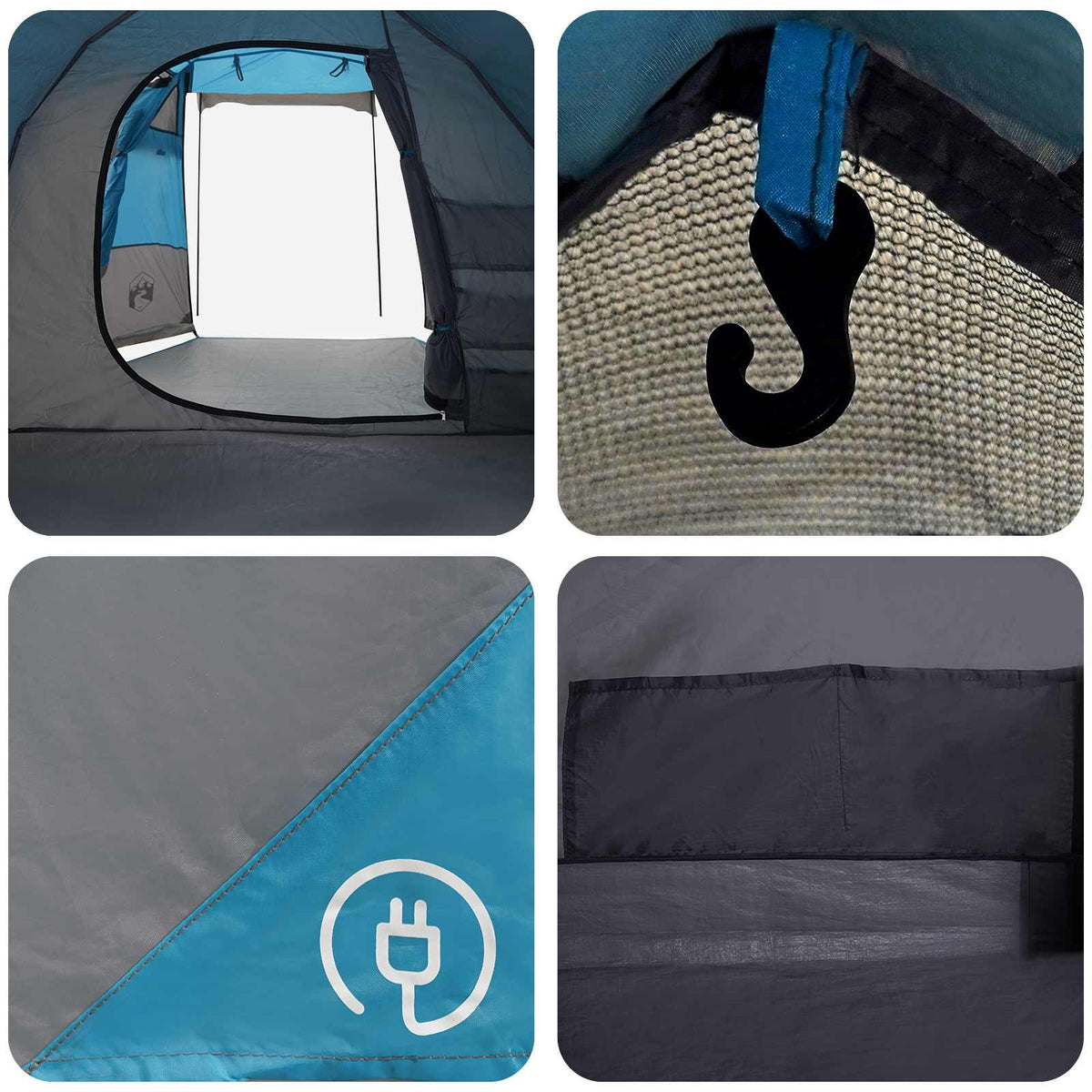 Tunneltelt 390 x 215 x 152 cm Blå 185T Polyester med PU Coating
