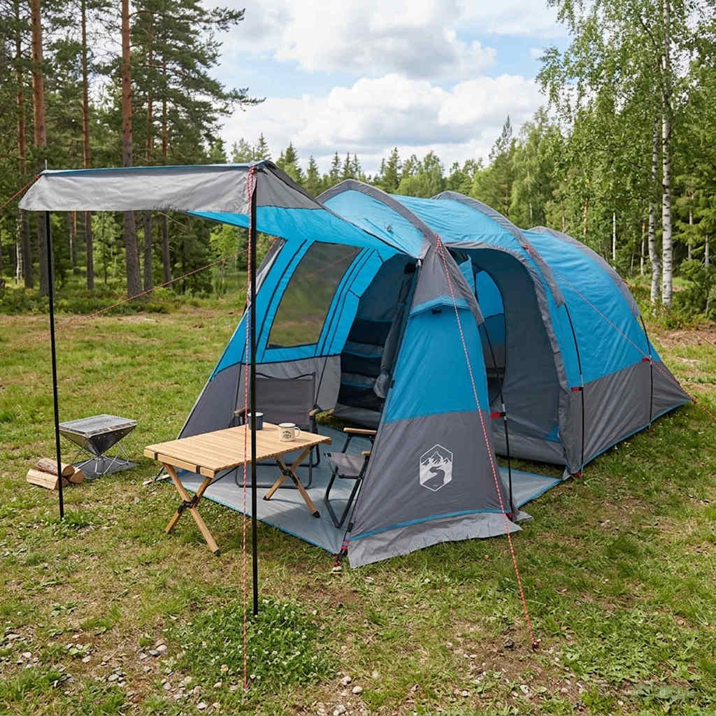 Tunneltelt 390 x 215 x 152 cm Blå 185T Polyester med PU Coating