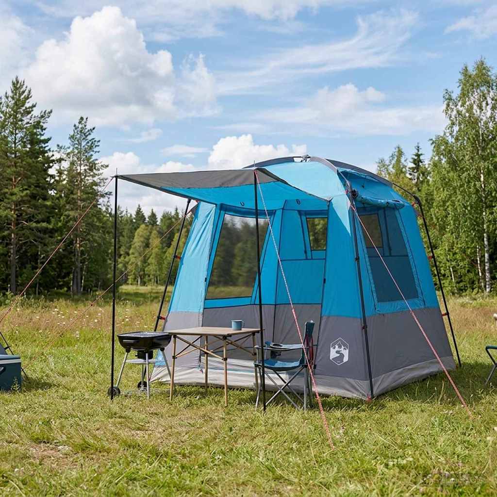 Party Tent 4-personers Blå 185T Polyester med PU Coating