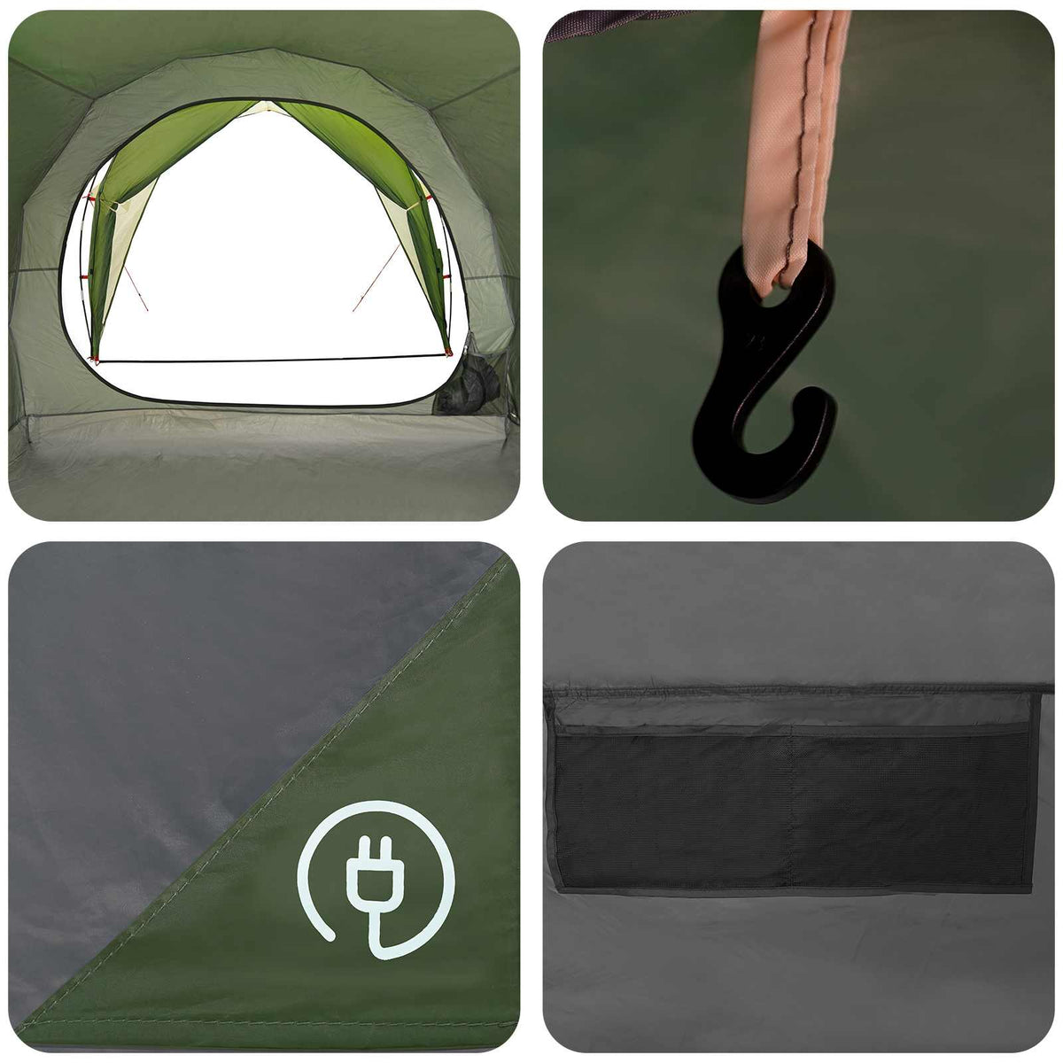Tunneltelt 4-personers Grøn 185T Polyester med PU Coating