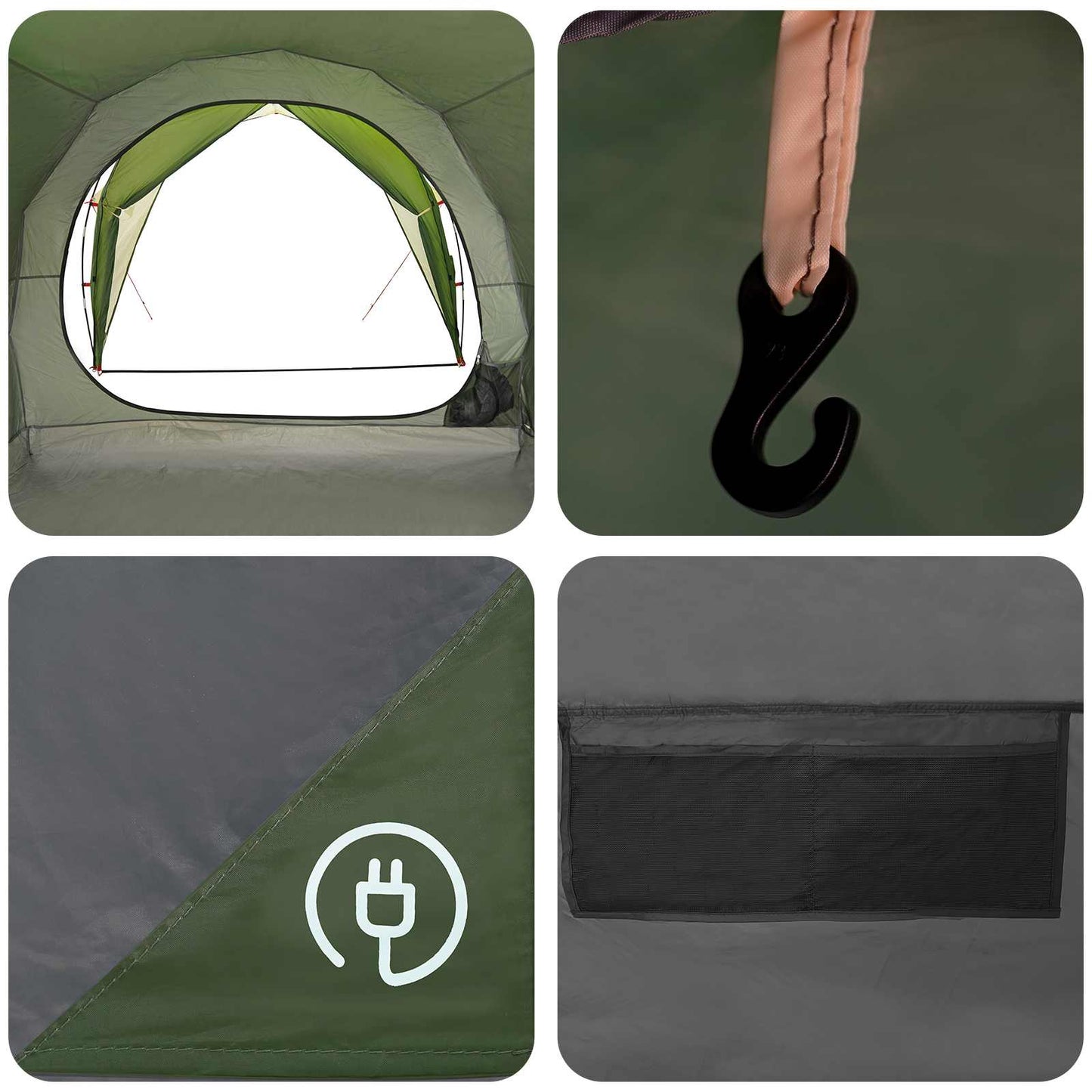Tunneltelt 6-personers Grøn 185T Polyester med PU Coating