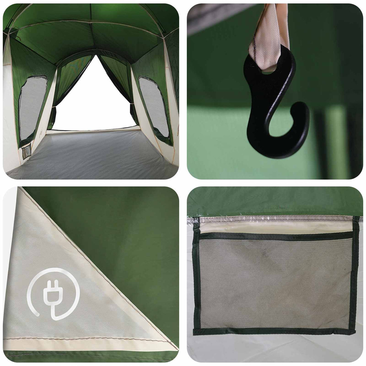 Familietelt 14-personers Grøn 185T Polyester med PU Coating