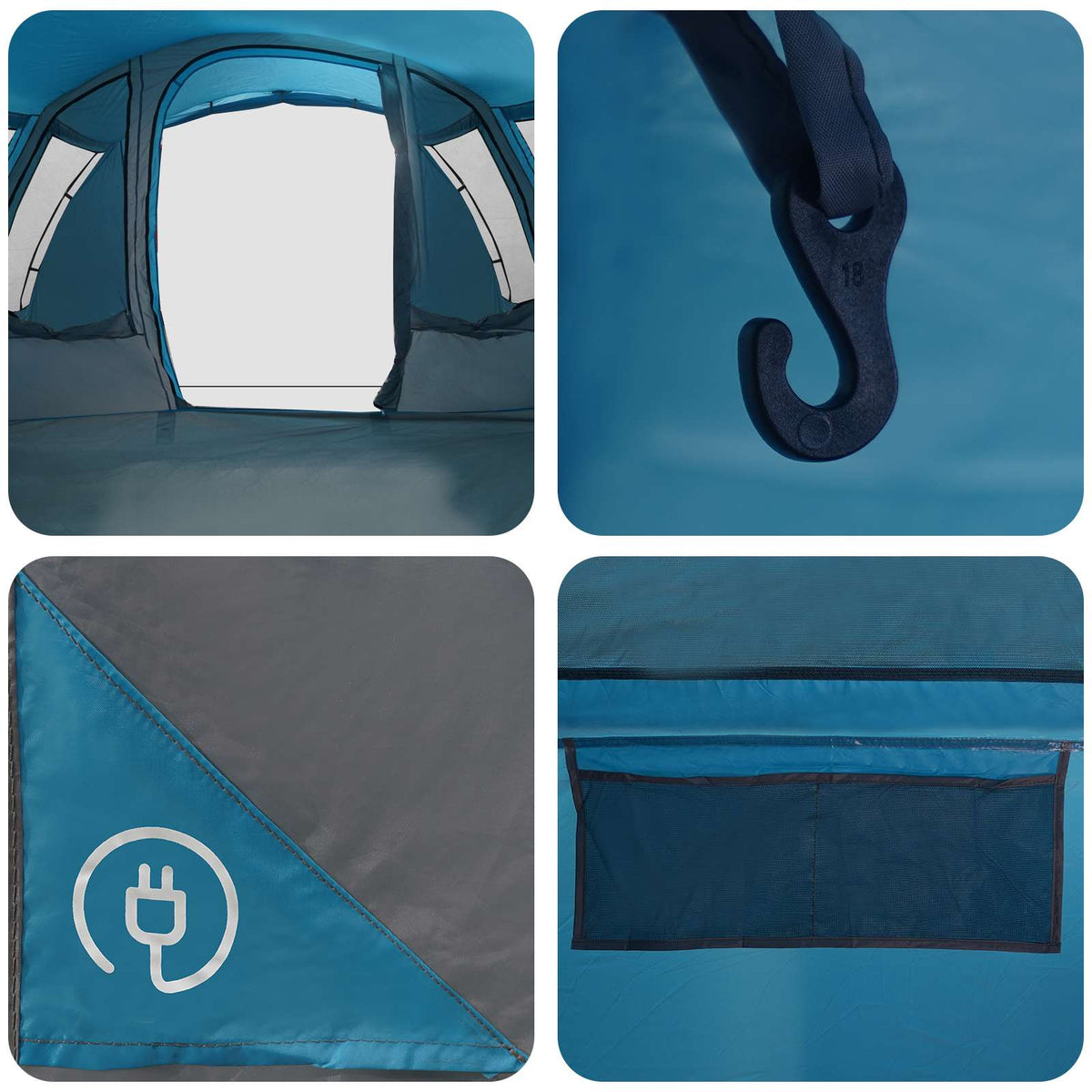 Tunneltelt 675 x 392 x 210 cm Blå 185T Polyester med PU Coating
