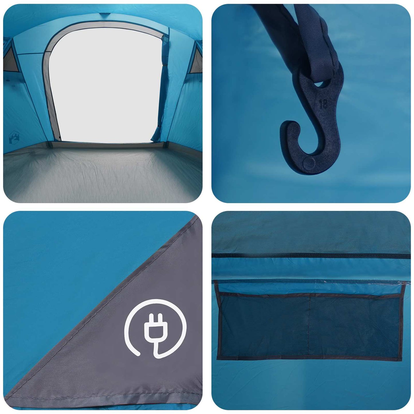 Tunneltelt 505 x 330 x 204 cm Blå 185T Polyester med PU Coating