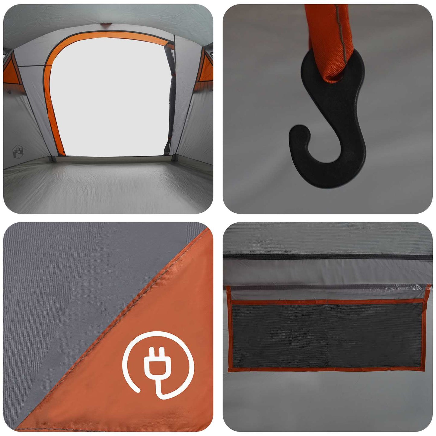 Tunneltelt 505 x 330 x 204 cm Grå og orange