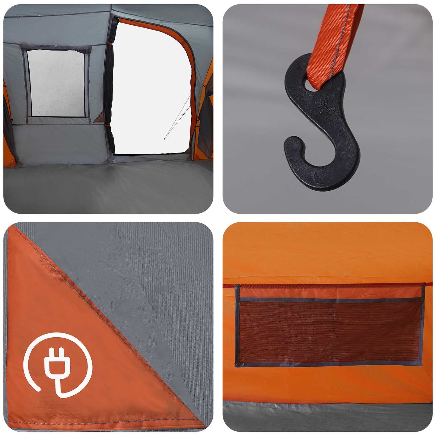 Øjeblikkeligt Telt 524 x 232 x 192 cm Grå og orange