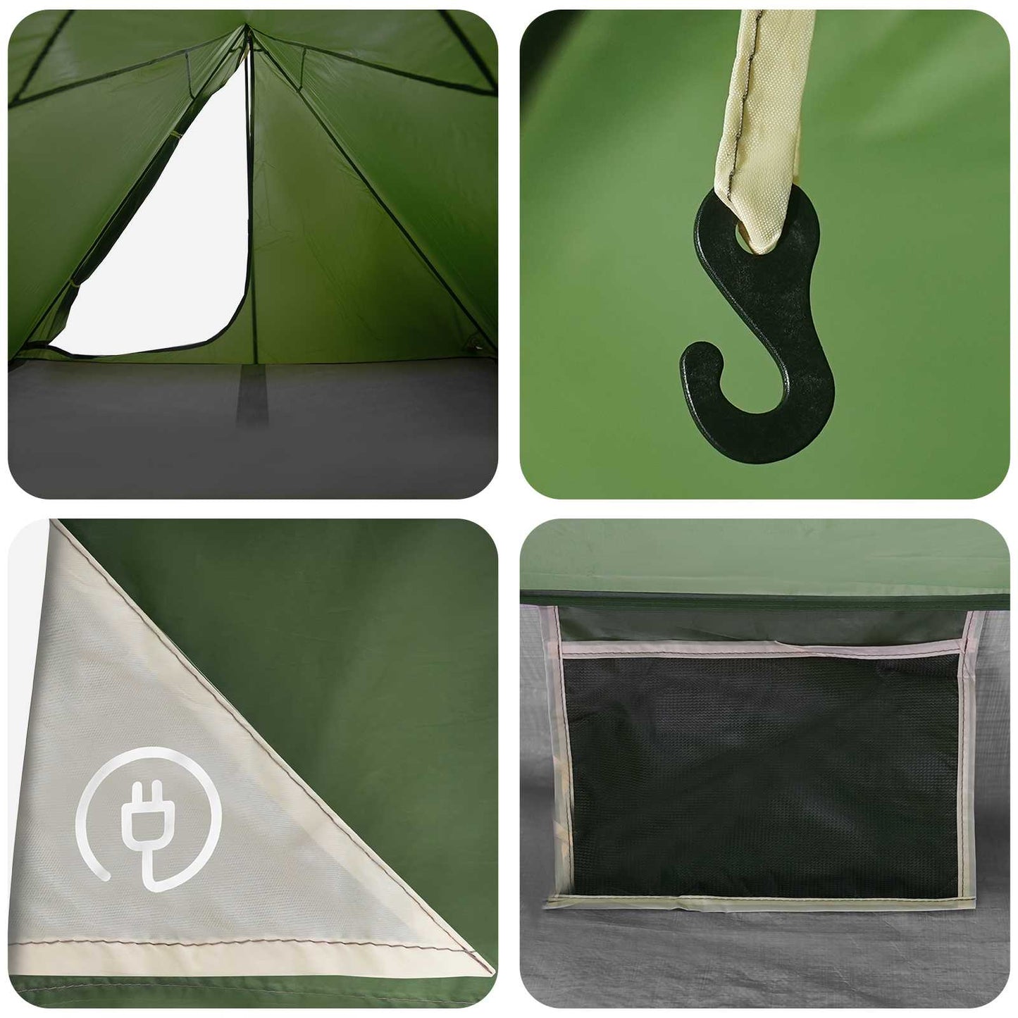 Backpacking Telt 4-personers Grøn 185T Polyester med PU Coating
