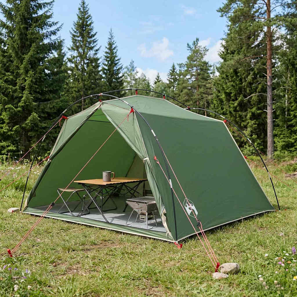 Tunneltelt 4-personers Grøn 185T Polyester med PU Coating