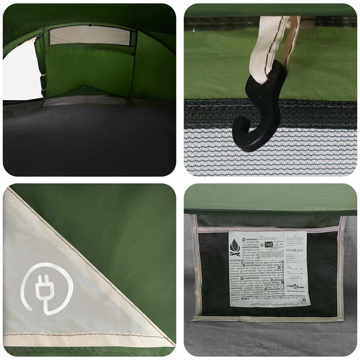 Backpacking Telt 4-personers Grøn 185T Polyester med PU Coating