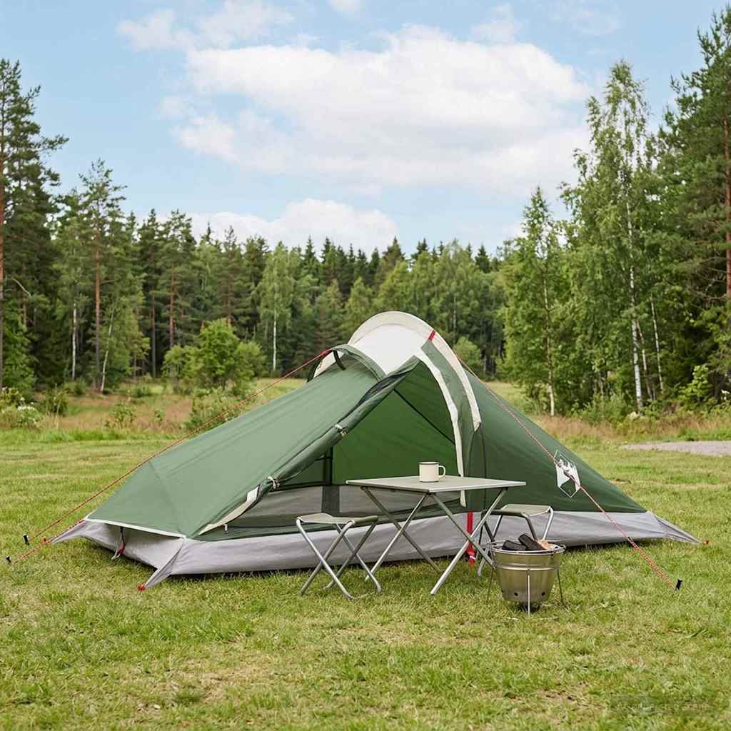 Backpacking Telt 4-personers Grøn 185T Polyester med PU Coating
