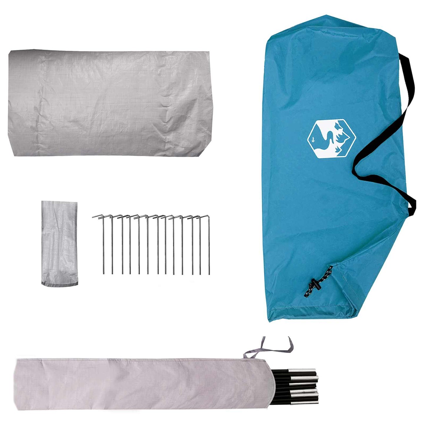Backpacking Telt 4-personers Blå 185T Polyester med PU Coating