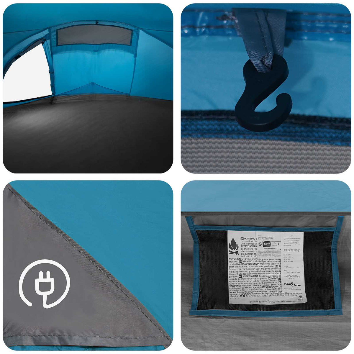 Backpacking Telt 4-personers Blå 185T Polyester med PU Coating
