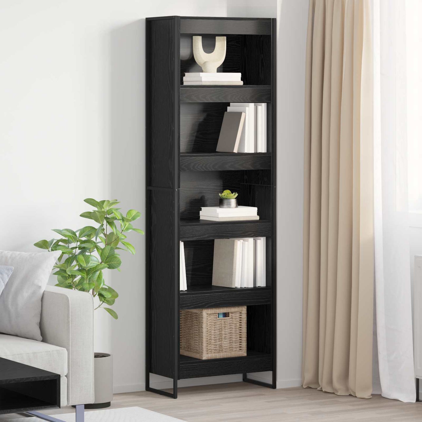 Bogskab 60 x 30 x 189,5 cm Konstrueret træ Sort eg