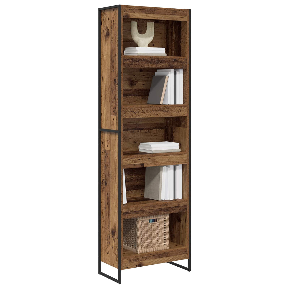 Bogskab 60 x 30 x 189,5 cm Konstrueret træ Gammelt træ