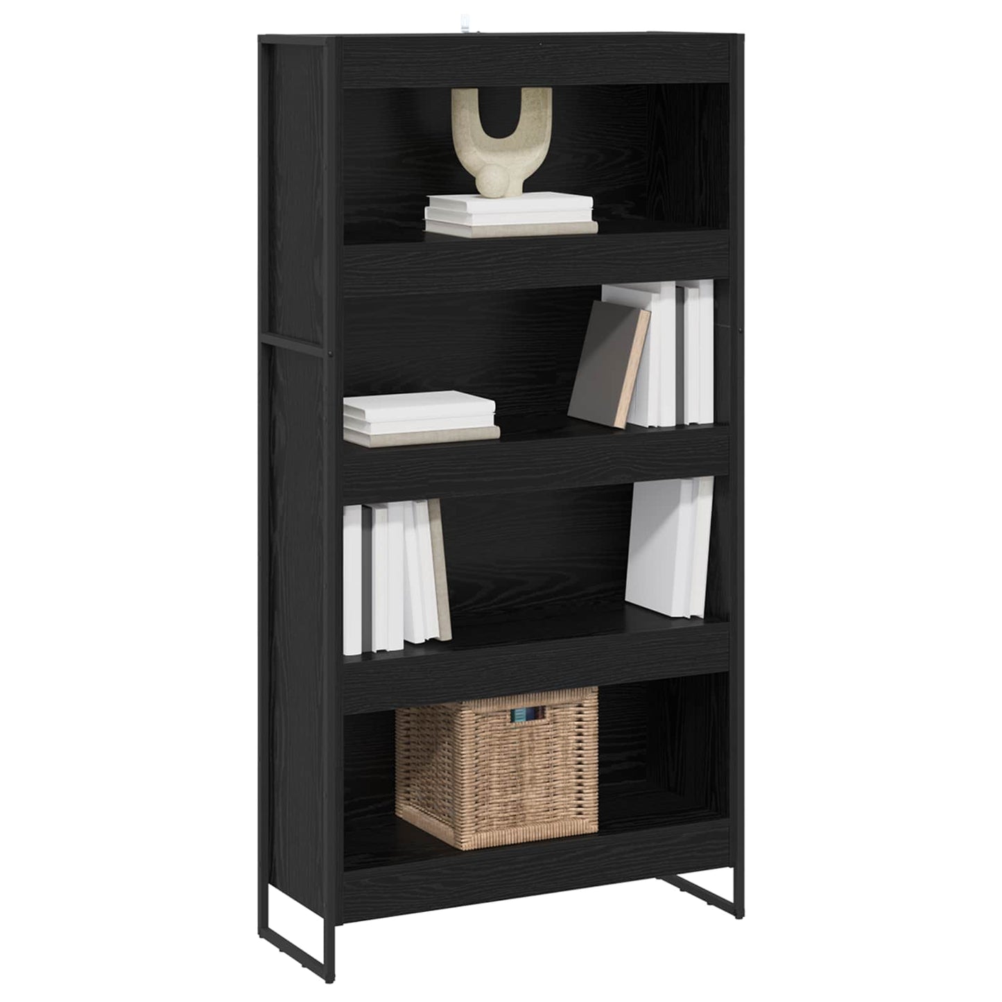 Bogskab 80 x 30 x 155 cm Konstrueret træ Sort eg