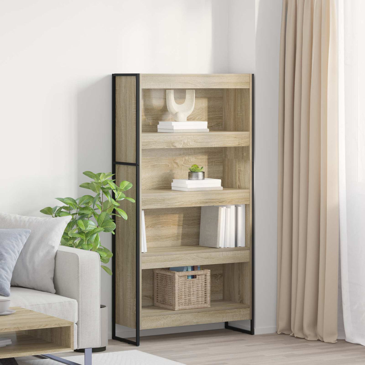 Bogskab 80 x 30 x 155 cm Konstrueret træ Sonoma