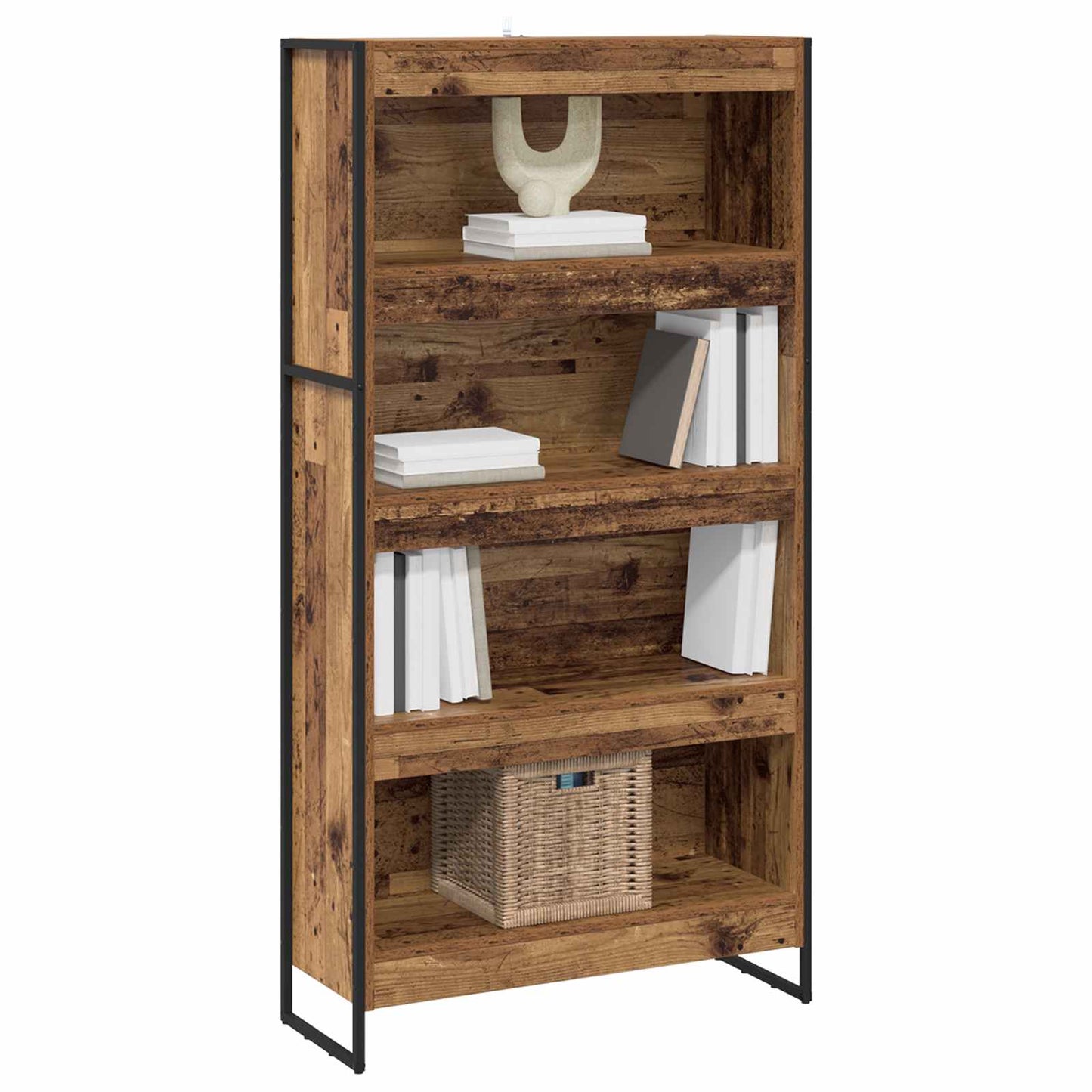 Bogskab 80 x 30 x 155 cm Konstrueret træ Gammelt træ