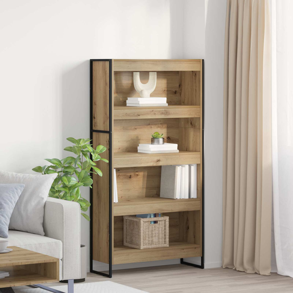 Bogskab 80 x 30 x 155 cm Konstrueret træ Artisan eg