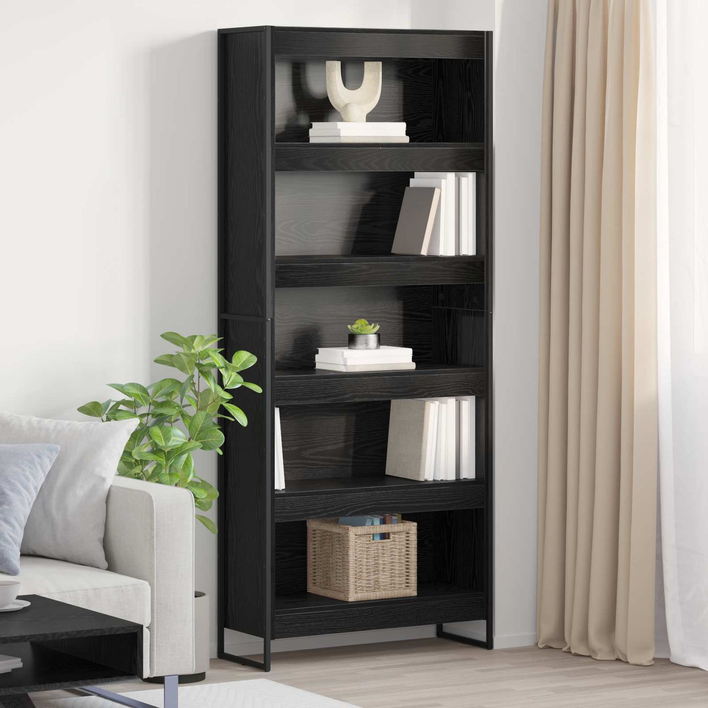 Bogskab 80 x 30 x 189,5 cm Konstrueret træ Sort eg