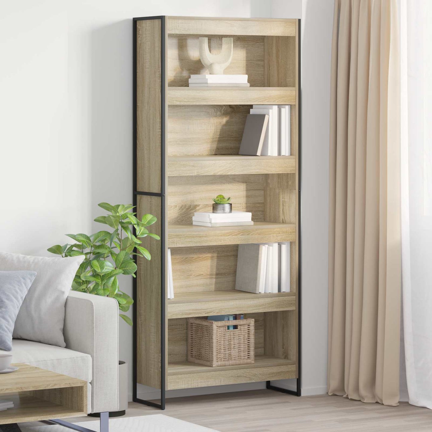 Bogskab 80 x 30 x 189,5 cm Konstrueret træ Sonoma