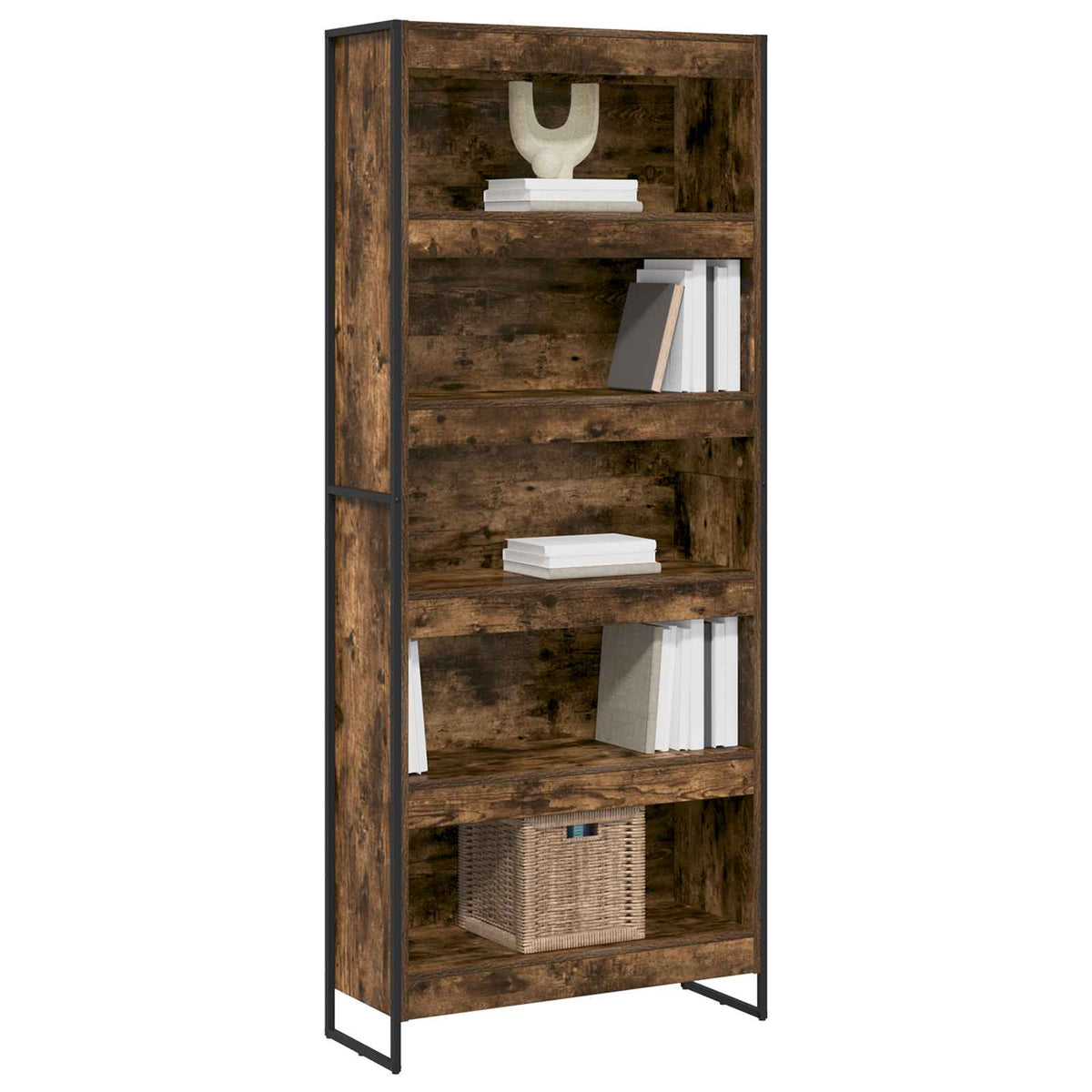 Bogskab 80 x 30 x 189,5 cm Konstrueret træ Røget Eg