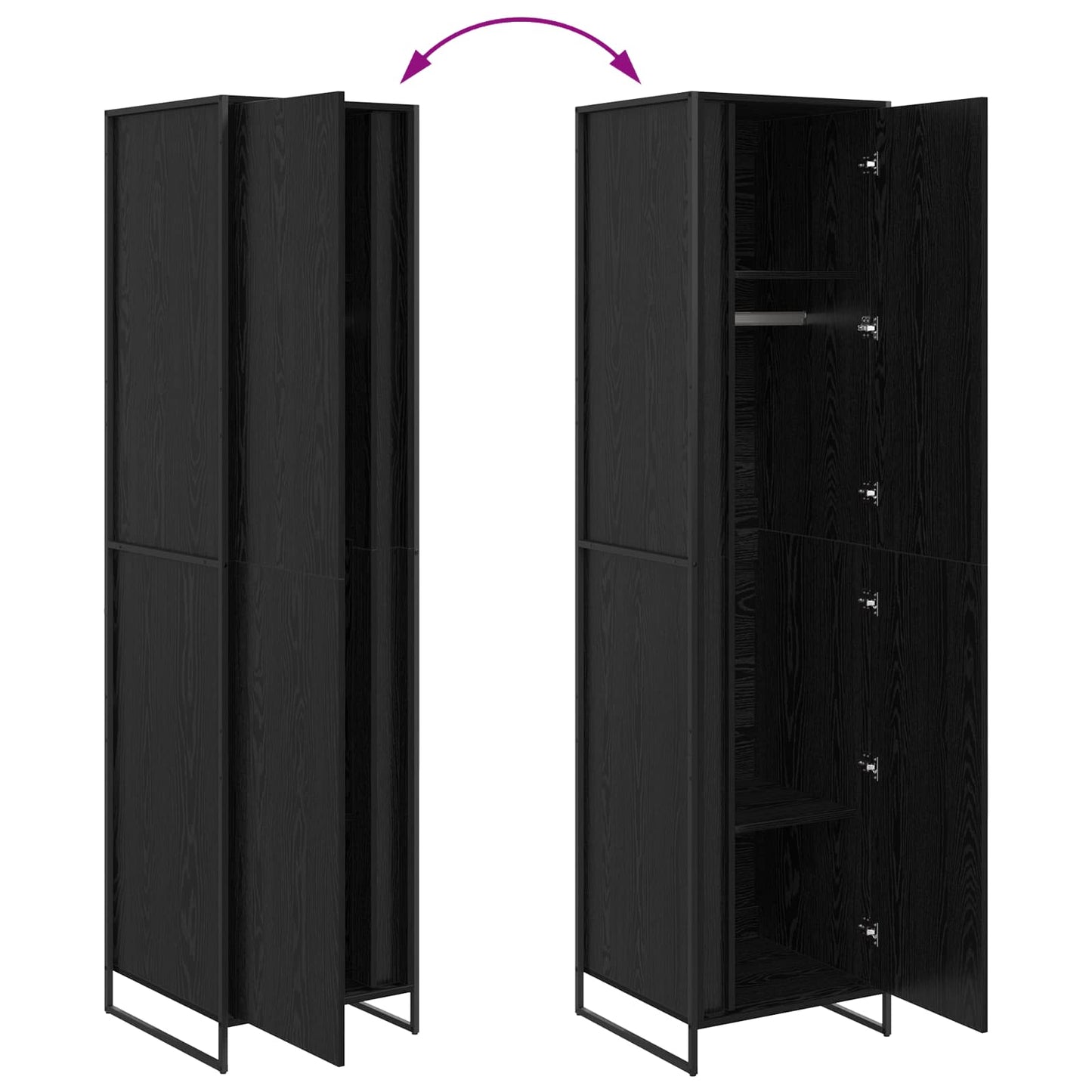 Warderobe Sort eg 50 x 50 x 200 cm Konstrueret træ