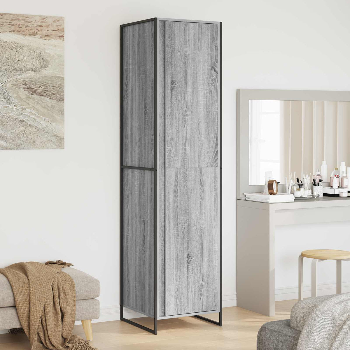 Warderobe Grå Sonoma 50 x 50 x 200 cm Konstrueret træ