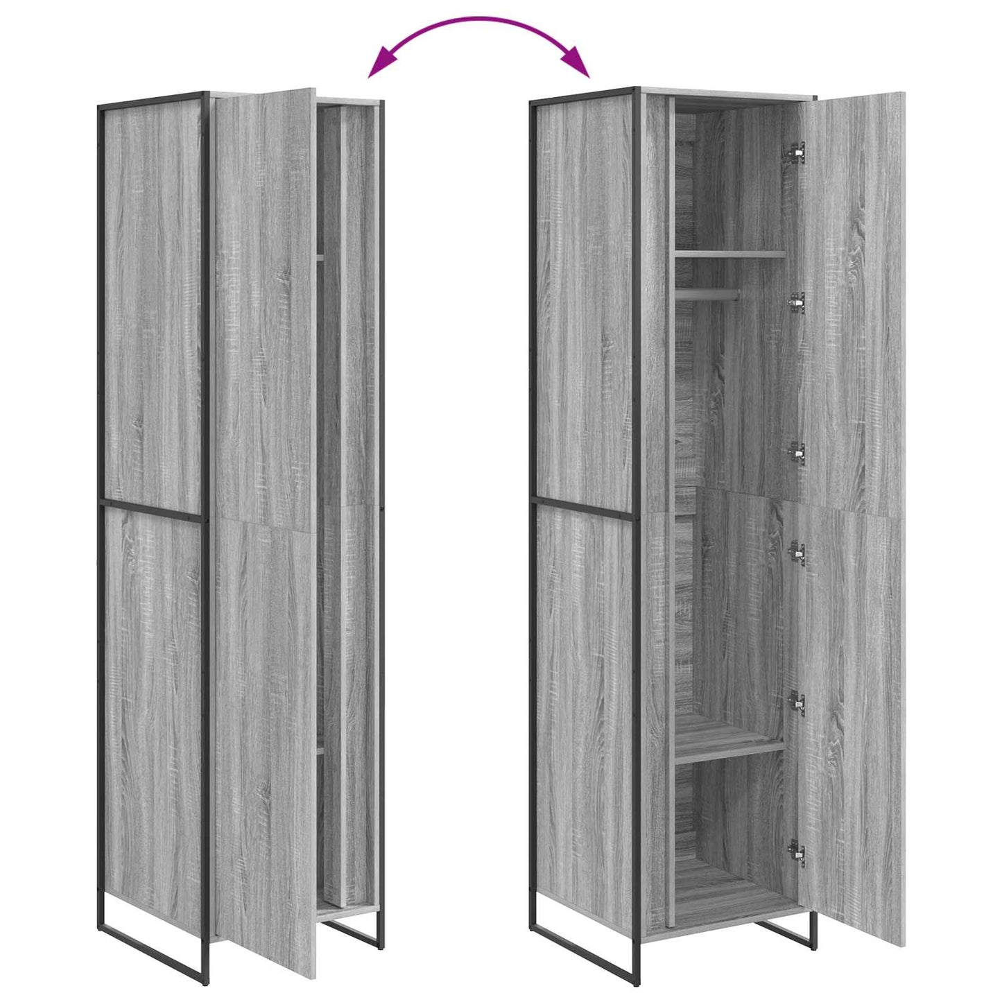 Warderobe Grå Sonoma 50 x 50 x 200 cm Konstrueret træ